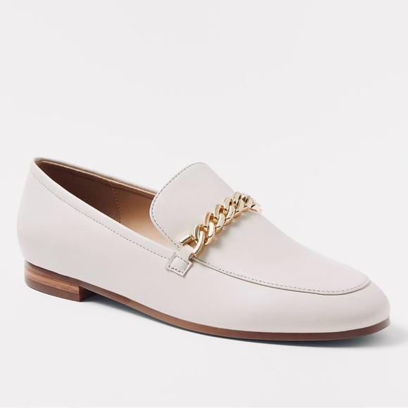 Ann Taylor Shoes - ANN TAYLOR NEW 10 10.5 Chain Leather Loafers in Pearl Shadow • Old Money Classic